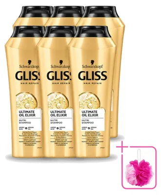 Productafbeelding van 6 x Gliss Kur Ultimate Oil Elixir Shampoo - 250 ml - Voordeelverpakking - 6 stuks