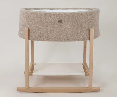 Produktbild von Moseskorb Wiege mit Gestell Moseskorb mit Ständer- Teddy Beige Babykorb Wiege Gestell Moseskorb Baby - Moseskorb mit Schaukelgestell aus Holz