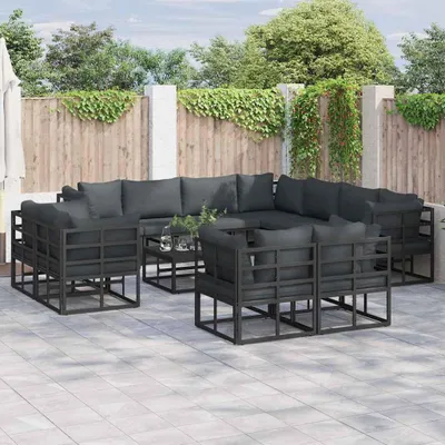 Produktbild von Maison Exclusive - Gartensofa-set mit Kissen 11 pcs Schwarz Aluminium