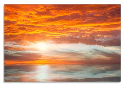 Produktbild von Wallario Frühstücksbrettchen aus Glas 20 x 30 cm mit rutschfesten Füßen, Motiv Abendrot in Reflexion über dem See