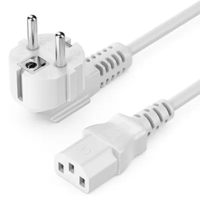 Produktbild von deleyCON 3,0m Kaltgerätekabel C13 Typ F 90° gewinkelt - Weiß