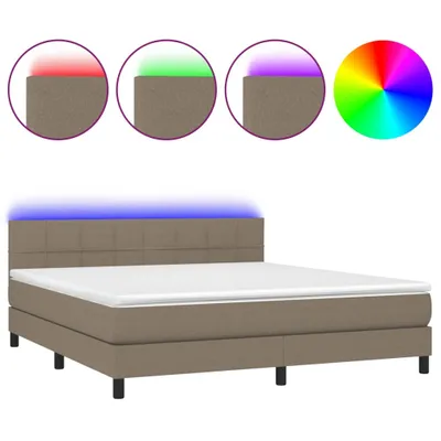 Produktbild von Boxspringbett mit Matratze & LED Taupe 160x200 cm Stoff