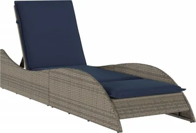 Image de vidaXL Chaise longue avec support Gris 60x205x73 cm Poly rotin