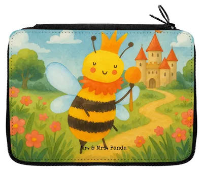 Produktbild von Mr. & Mrs. Panda Federmäppchen Biene König Design - Weiß - Geschenk, Bleistiftetui, Federtasche, Schlampermäppchen, Mäppchen, Etui