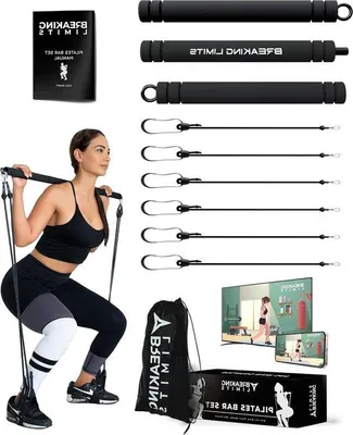 Image de Barre de Pilates réglable avec 6 sangles pour un entraînement complet du corps à domicile