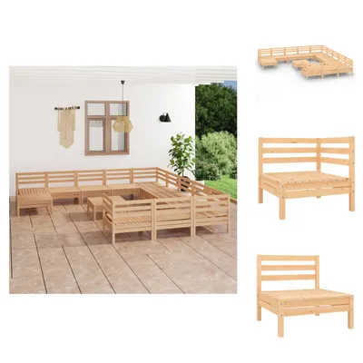 Produktbild von vidaXL 13-tlg. Garten-Lounge-Set Massivholz Kiefer -  Gartenmöbel-Sets
