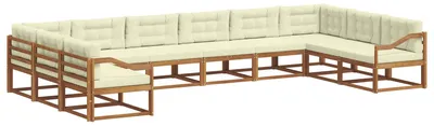 Produktbild von vidaXL Outdoor-Sofagarnitur mit Kissen 10 pcs Natur und Creme