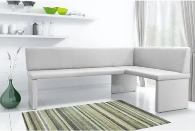 Produktbild von Eckbank Bank Küchenbank  -Cora XL / L - Kunstleder Weiss 196 x 142 cm