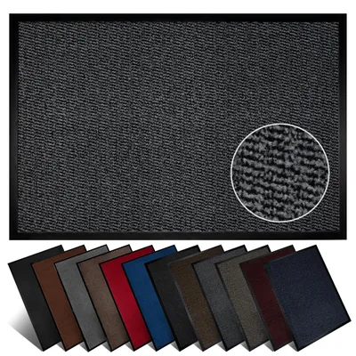 Produktbild von Furni24 Fußmatte Schmutzfangmatte 120 x 180 cm Grau/Schwarz – Rutschfeste Waschbare Türmatte für Innen- & Außenbereich