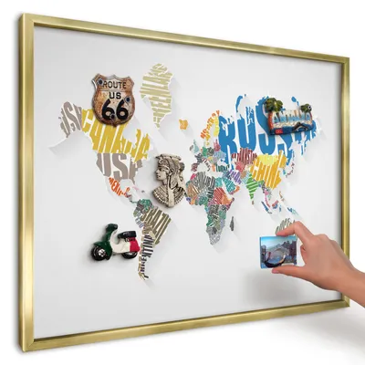 Produktbild von Magnettafel 70x50 cm mit goldenem Rahmen - Magnetische Metalltafel, Magnetpinnwand zur Wandmontage für Wohnzimmer, Küche, Flur, Kinderzimmer und Büro - Farbkarte