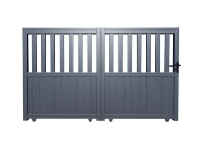 Produktbild von Elektrische Schiebetür aus perforiertem Aluminium L 343 x H 140 cm anthrazit Bausatz TARNOS II