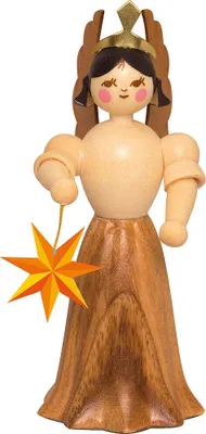 Produktbild von Engel Langrock mit Adventsstern Natur 7 cm Konzertengel