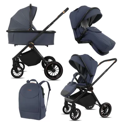 Produktbild von BabyLux® Kinderwagen 2in1 CASTOR, Faltbar Leicht Kombikinderwagen Set incl. Babywanne, Buggy Sportsitz, Wickeltasche und mehr Zubehör, 4 Liegepositionen, 0-22kg (0-4 Jahre), UV Schutz 50+. Belüftung