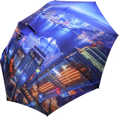 Produktbild von Regenschirm Stockschirm Windproof Automatik Motiv Skyline Mega City bei Nacht