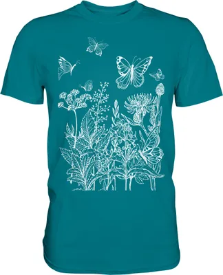 Produktbild von Natur Schmetterling Wiese T-Shirt – Diva Blue / XL