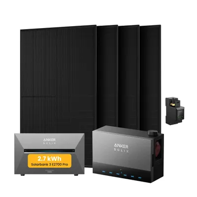 Produktbild von Powerness®Balkonkraftwerk mit Speicher, Anker Multisystem SOLIX Solarbank Power Dock mit Solarbank 3 E2700 Pro Speicher und JASolar 2000W Solarmodule