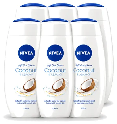 Produktbild von 6 x NIVEA Hautschützende Duschcreme Kokosnuss - 250 ml - Vorteilspackung - 6 Stücke