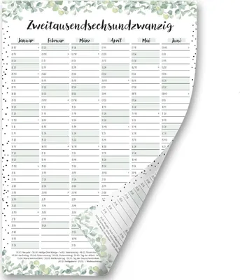 Produktbild von Timr Wandkalender 2026 Motiv Eukalyptus Dots - DIN A3 Kalender 12 Monate I tr_399