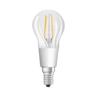 A studio shot of a single LED light bulb against a white background.