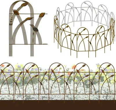 Image de Panneaux de clôture décoratifs en métal pour jardin - Résistants aux intempéries et durables - 82 cm de haut x 50 cm de large (10 pièces, longueur totale 4,9 m)