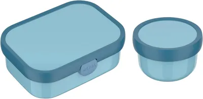 Produktbild von Mepal | Kinder Obst- und Bento Box | Campus meets Fruits | Spülmaschinenfest & BPA-frei | 300 & 750 ml | Mit Fächern, Gabel & Clip-Verschluss | Perfekt für Snacks & Mahlzeiten | Cool Blue