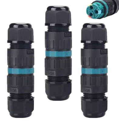 Produktbild von Kabelverbinder Wasserdicht IP68 für Ø9-14 mm Kabeldurchmesser, 3-Polig Erdkabel Verbindungsmuffe Abzweigdose, 8 Stück Verteilerdose Außen Schwarz für Garten, Outdoor, Boden (3-Polig)
