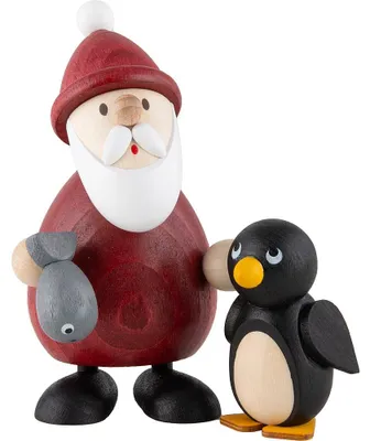 Imagen del producto de Papá Noel con pez y pingüino (9,5 cm) de Ullrich Kunsthandwerk