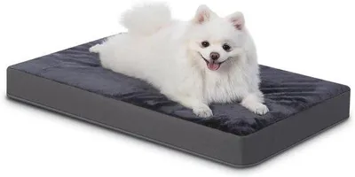 Produktbild von Mittlerer Orthopädischer Hundebett von Leder und Wolle - Umkehrbar, dunkelgrau, 75 x 45 x 7 cm