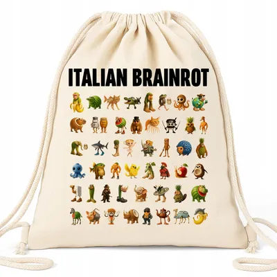 Produktbild von Funandstyle Beutelrucksack Brainrot Schulbeutel Beige