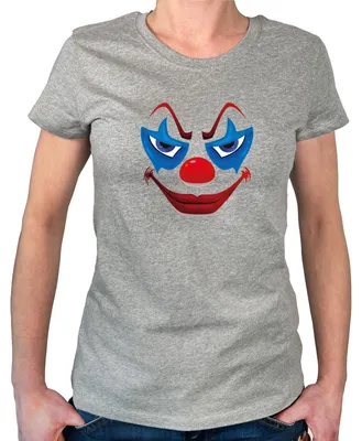 Produktbild von Huuraa Damen T-Shirt Horrorclown Halloween M Sport Grey Bio Baumwolle Fairtrade Damenshirt Geschenkidee