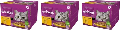 Produktbild von Whiskas Multipack 1+ Geflügel Auswahl in Sauce 72 Portionsbeutel à 85g (3-er Pack)
