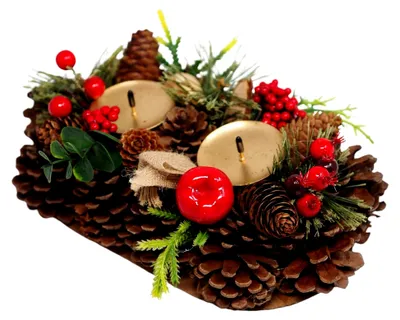 Produktbild von Kerzenhalter aus Zapfen, Weihnachtsdekoration, 26 cm