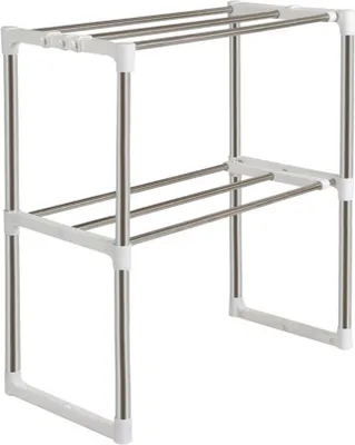 Produktbild von Küchenregal Mikrowellenregal Aufbewahrung 2 Etagen 63*24*47-87cm (silber)