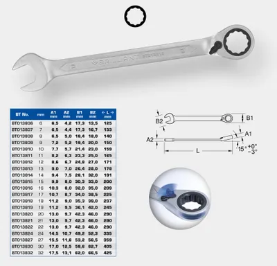 Produktbild von BRILLIANT TOOLS BT013819 Ratschenringschlüssel, umschaltbar 19 mm [Powered by KS