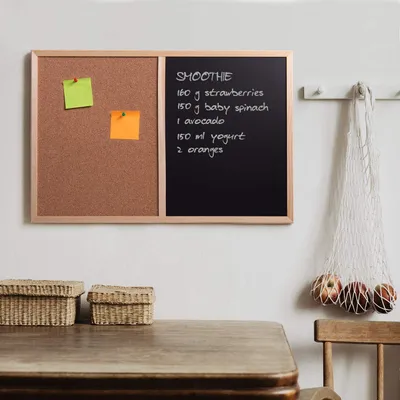 Immagine prodotto di Creative Home Lavagna metà Sughero metà Magnetica 60x40 cm, anche Lavagna per Gesso | Cornice in Legno + 5 Magneti, Gesso, Spugna e Puntine