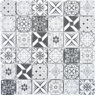 Produktbild von Glasmosaik XCM 8RBW47 30x30 cm Weiß/Schwarz