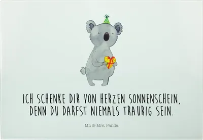 Produktbild von Mr. & Mrs. Panda Schneidebrett Koala Geschenk - Weiß - Geburtstag, Glasschneidebrett, Brotzeitplatte, Party, Glas, Frühstücksbrett, Hackbrett