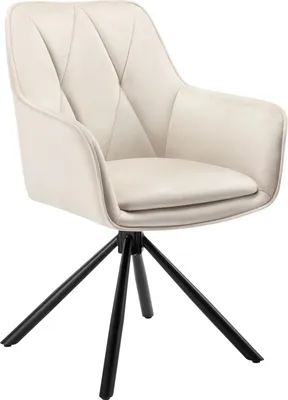 Produktbild von EUGAD 1x Esszimmerstuhl drehbar mit Armlehnen, Polsterstuhl aus Samt, Beige