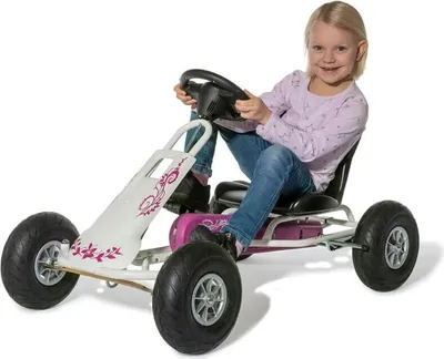 Obrázok produktu pre Ferbedo Go Kart Air Runner Gokart Kart weiß/pink mit Soundlenkrad Luftbereifung