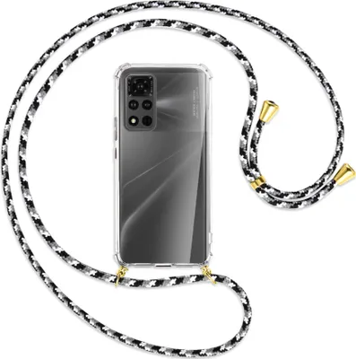 Produktbild von Handykette Backcover-Schutzhülle mit Band (Metall goldfarben) für Honor View 40 Pro (V40 Pro, 6.6'') - schwarz/grau/weiß