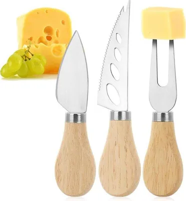 Image de Set de couteaux à fromage 3 pièces pour fromages à pâte molle et à pâte dure