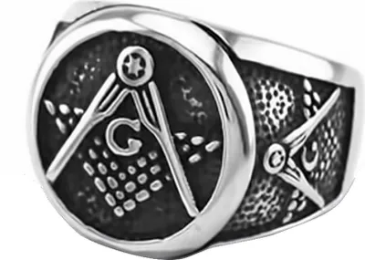 Produktbild von Freimaurer Ring Herren Edelstahl Tempelritter Ring Masonic Siegelring silber 70 - Ø 22,20 mm