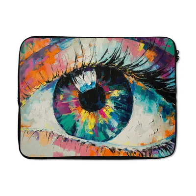 Produktbild von MuchoWow® Laptop Hülle 15 Zoll Malerei - Ölfarbe - Auge - Farben Laptoptasche - Laptoptasche - Sleeve - Rundum-Schutz