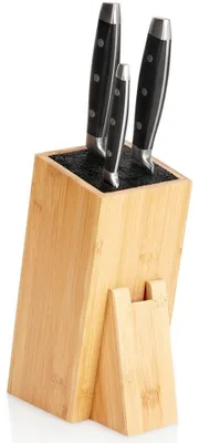 Zdjęcie produktu dla Blok na noże bambusowy z wyjmowanym włosiem, 10,5 x 16,5 x 24,5 cm