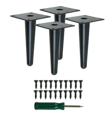 Produktbild von Metallfuß aus Stahl 15 cm gerade Sofafuß Schrankfuße Schwarz 4 Stück