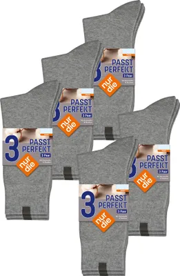 Produktbild von NUR DIE Herren Basicsocken 15-Pack Passt Perfekt bequeme Alltagssocken - hellgraumelange - Größe 39-42