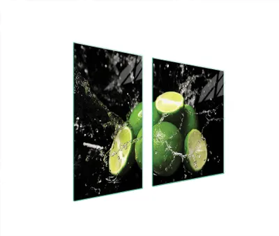 Image de Plaques de recouvrement pour cuisinière 2 pièces 90x52 Couverture de champ en vitrocéramique Planche à découper citron vert