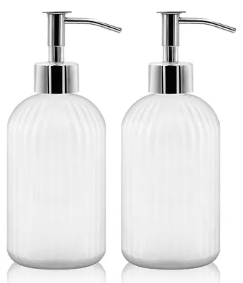 Produktbild von Glas-Seifenspender mit Pumpe, 400 ml, 2 Stück, nachfüllbar, mattiert