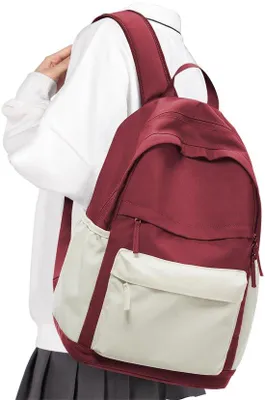 Image de Sac à dos d'école léger et imperméable, beige, pour adolescentes