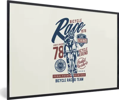 Produktbild von MuchoWow® MuchoWow® Gerahmtes Poster Straßenradsport - Rennen - Vintage 90x60 cm - Poster mit zchwarzem Bilderrahmen - Fotorahmen - Foto-Plakat